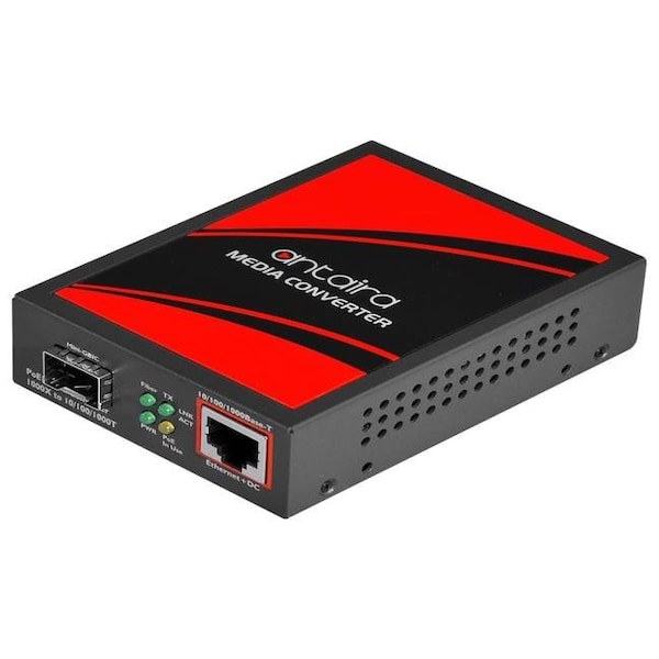Antaira 10/100/1000TX To SFP *Media Converter w/ IEEE 802.3at PoE+ Injector Port FCU-2805P-SFP - main